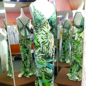 Formal  chiffon, full length, print gown